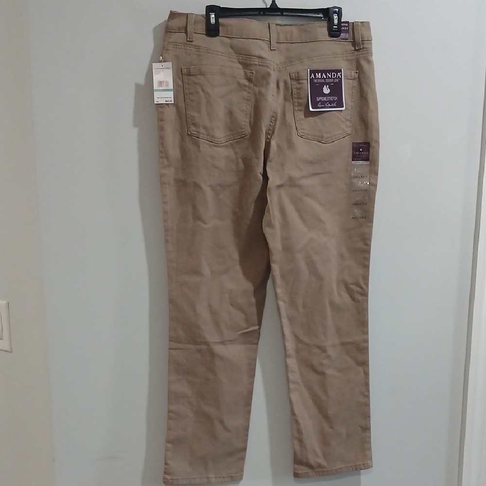 Gloria Vanderbilt Tan Straight-Leg Pants, New With Tags, Sz 16, Stretch - Picture 3 of 13